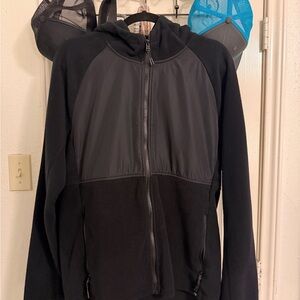 ASICS black zip-up fleece hoodie in men’s size Medium